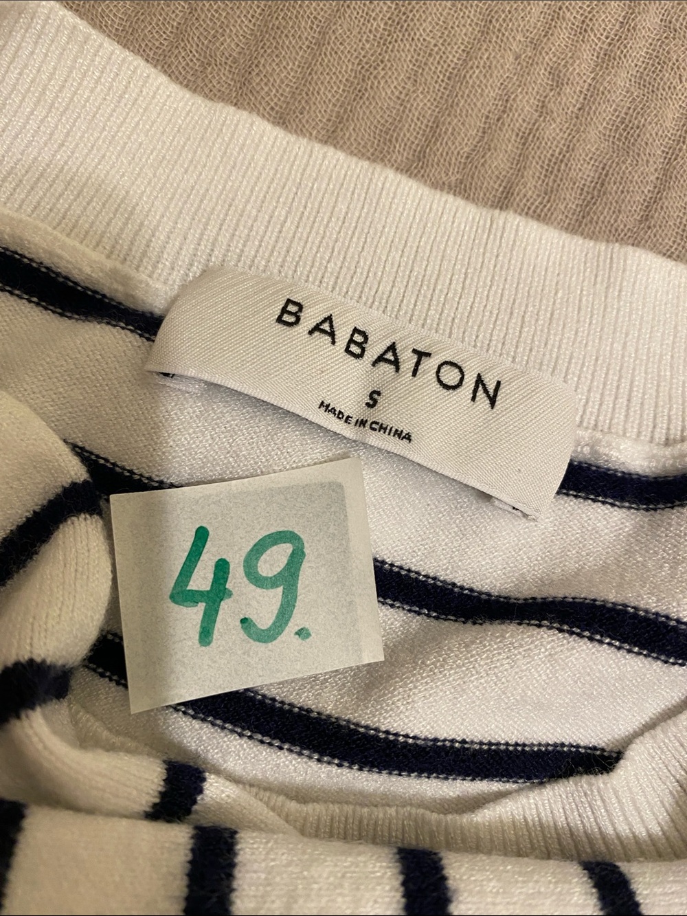 Babaton White and Navy Striped Crewneck Sweater. Size S - Picture 7 of 7
